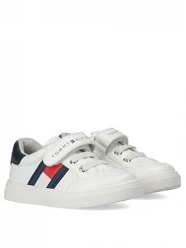 Image of Tommy Hilfiger Boys Low Cut Velcro Trainers - White, Size 7 Younger