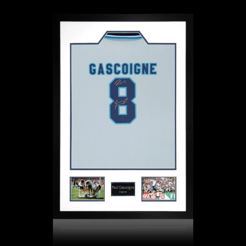 Image of The Fan Cave Paul Gascoigne Signed England 96 Shirt Premium Fr White unisex 850mm x 60