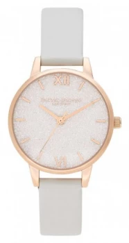 Image of Olivia Burton Womens Glitter Dial Vegan Leather Strap Watch