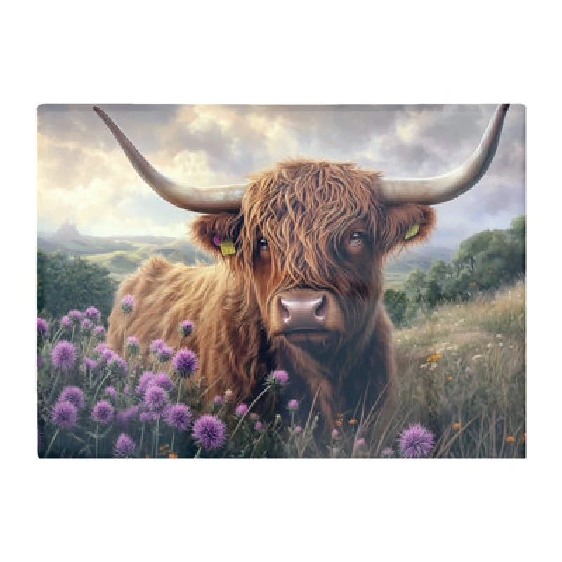 Image of Warren Reed Designer Scottish Thistle And Highland Cow Chopping Board