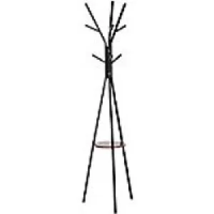 Image of HOMCOM Coat Rack 831-174BN MDF, Metal Black, Brown 450 mm x 450 mm x 1800 mm