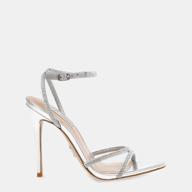 Image of Steve Madden Womens Bryanna Heeled Sandals Silver female 4 (37)