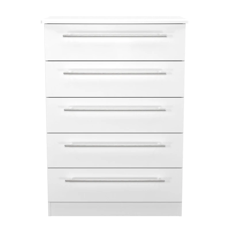 Image of Ready Assembled 2 U Carlton 5 Drawer Chest (Ready Assembled) in White Size: Large White Unisex Large