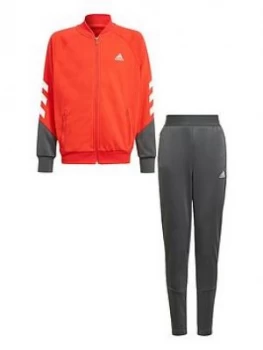 Image of Adidas Boys Junior Xfg Tracksuit - Red/Grey