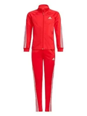 Image of Adidas Junior Girls Team Ps Tracksuit, Red/White, Size 5-6 Years, Women