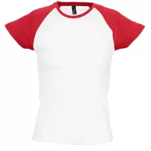 Image of SOLS Womens/Ladies Milky Contrast Short/Sleeve T-Shirt (M) (White/Red)