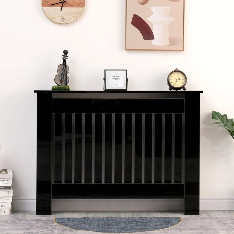 Image of FURNITURE HMD Furniture Hmd - High Gloss Black Vertical Slats Medium-111.5x19x82cm(WxDxH) 21774-HMD