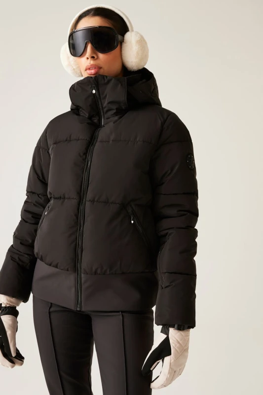 Image of Dare 2b Womens Glitz Waterproof Insulated Padded Ski Jacket in Jet Black Size: 16 Jet Black Female 16