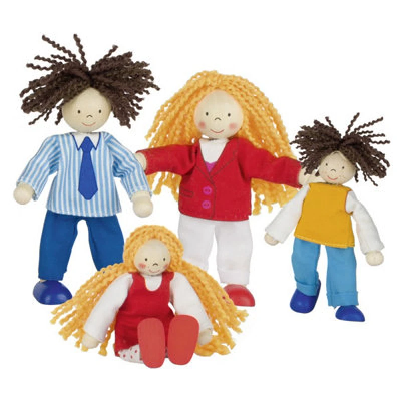 Image of Goki Flexible Wooden Puppets - Family Figure Set