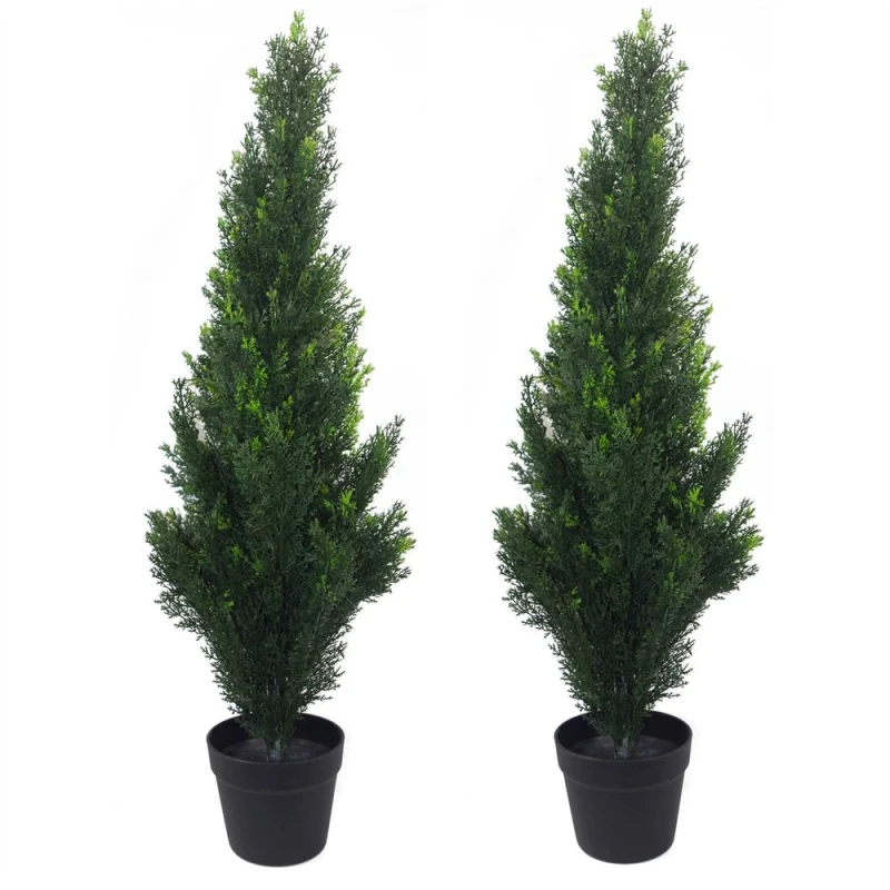 Image of Leaf 90cm Artificial Cedar Cypress Topiary UV Resistant Green