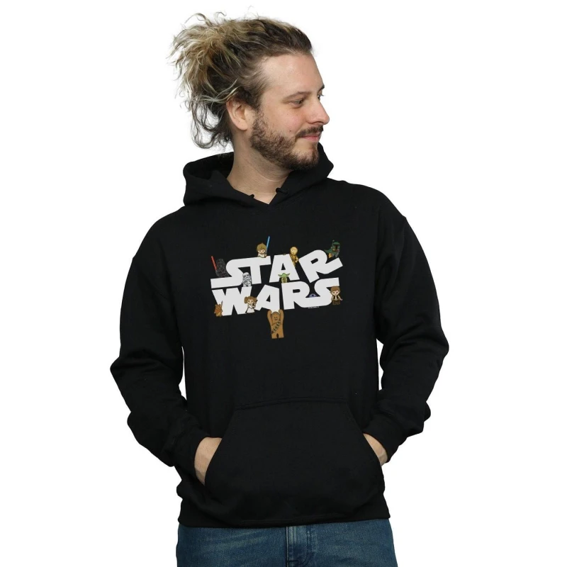 Image of Star Wars Star Wars Men Kiddie Logo Hoodie in Black Size: Small Black S Male 5059308849045