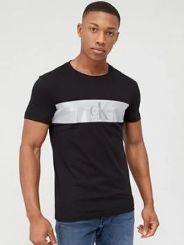 Image of Calvin Klein Jeans Reflect Stripe Monogram Slim Fit T-Shirt - Black