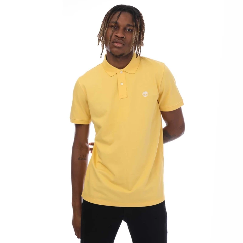 Image of Timberland Millers River Pique Polo Shirt - Yellow Yellow S