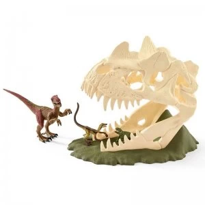 Image of Schleich Dinosaurs Large Skull Trap with Velociraptor Dinosaur Figure