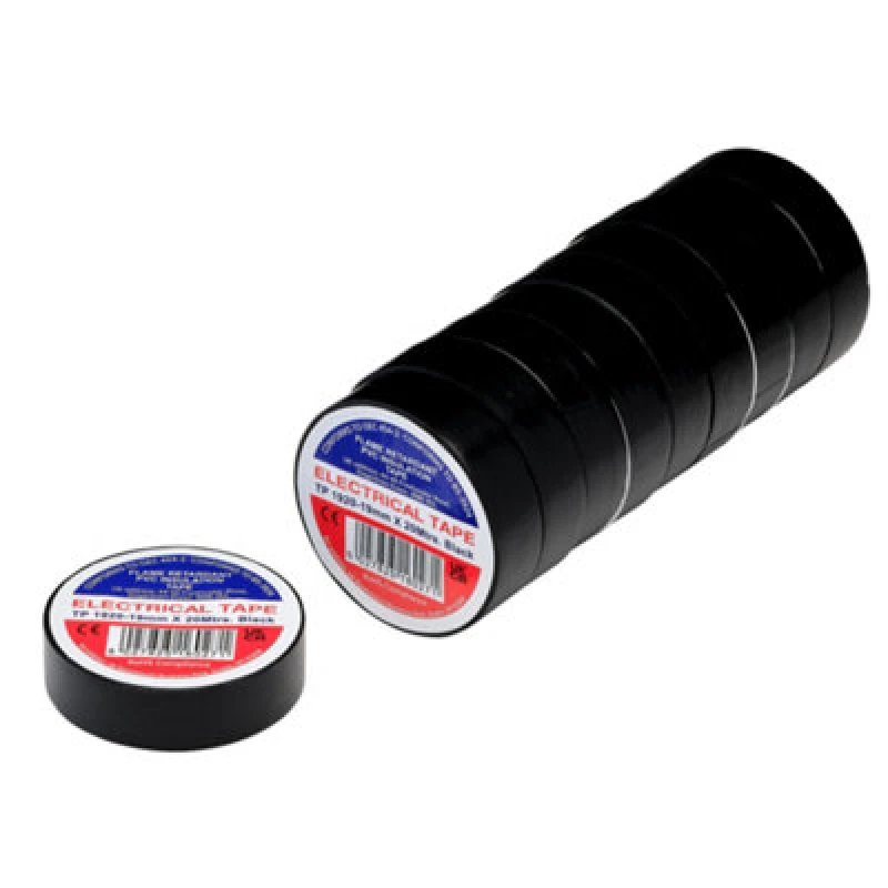 Image of Draper PVC Electrical Insulation Tape Pack of 10 Black 19mm 20m TP1920BLK
