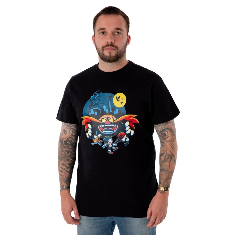 Image of Sonic the Hedgehog Sonic the Hedgehog Men Short Sleeved T-Shirt in Black Size: 2X-large Black XXL Male 5063203028832