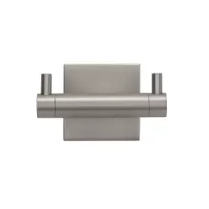 Image of Croydex Flexi-Fix Chiswick Brushed Satin Zinc-Plated Silver Effect Steel & Zinc Alloy Medium Double Hook (Holds)5Kg