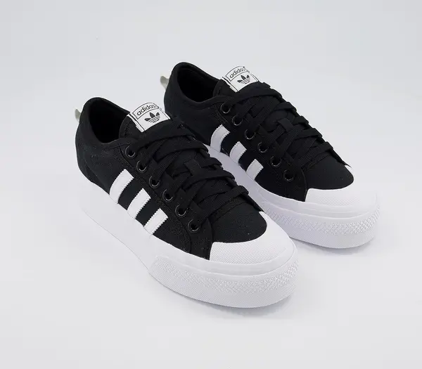 Image of Adidas Womens Nizza Platform Black White, 4