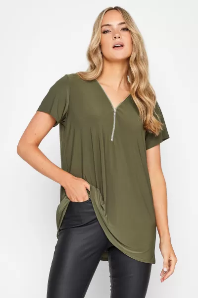 Image of Tall Zip Detail T-Shirt
