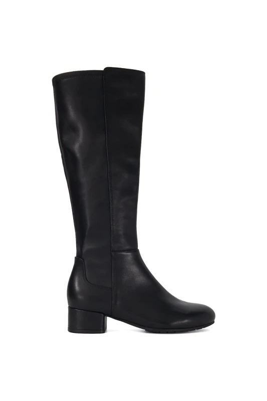 Image of Dune London Womens 'Tayla' Leather Knee High Boots in Black Size: 3 Black Female 3
