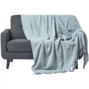 Image of Nirvana Slub Cotton Grey Throw, 225 x 255cm - Grey - Homescapes