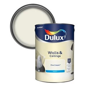 Image of Dulux Walls & Ceilings Fine Cream Matt Emulsion Paint 5L
