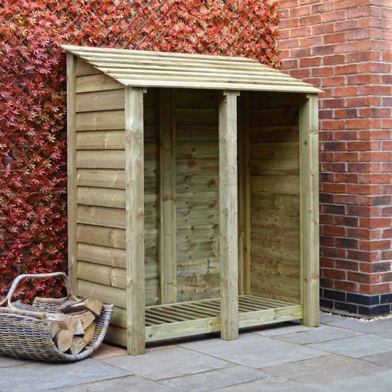 Image of Rutland County Garden Furniture Ltd Cottesmore 6ft Log Store & Kindling Shelf L80 x W150 x H181cm, Green Green Unisex
