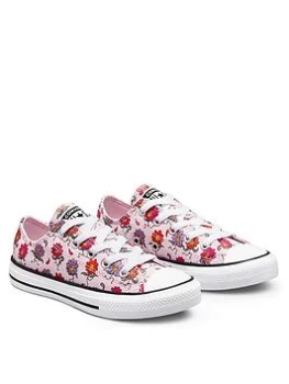 Image of Converse Chuck Taylor All Star Floral Ox Childrens Trainer - Pink/White, Size 2