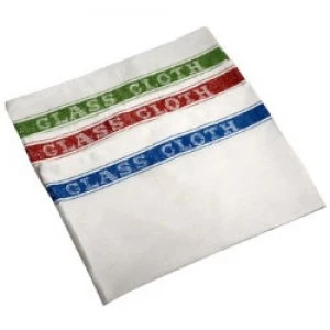 Image of Genware Cotton Glass Cloth 10pcs Assorted Colours