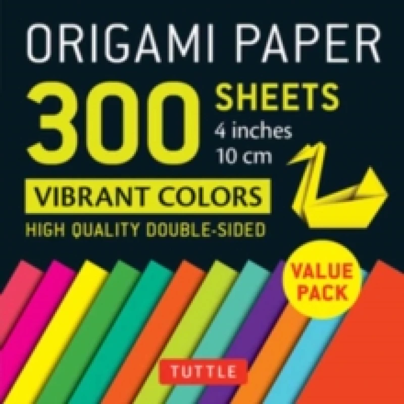 Image of Origami Paper 300 sheets Vibrant Colors 4" (10 cm) : Tuttle Origami Paper: Double-Sided Origami Sheets Printed with 12 Different Designs Notebook / bl