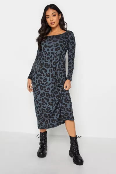 Image of Petite Printed Long Sleeve Midi Dress