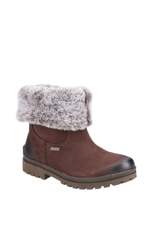 Image of Hush Puppies Womens Alice Slip On Leather Mid Height Boots UK Size 3 (EU 36) BROWN HUS489-BROWN-3