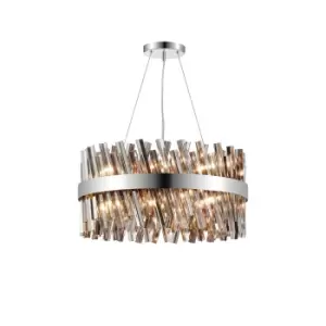 Image of Lysander 18 Light G9, Ceiling Pendant Round, Polished Nickel, Smoke Item Weight: 16.81kg