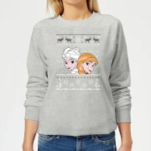 Image of Disney Frozen Elsa and Anna Womens Christmas Sweatshirt - Grey - S