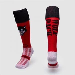 Image of Wacky Sox Wolf Pack Rugby Socks Mens - Red/Black