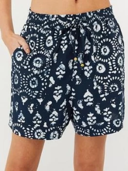 Image of Monsoon Anjali Batik Shorts - Navy Size M Women