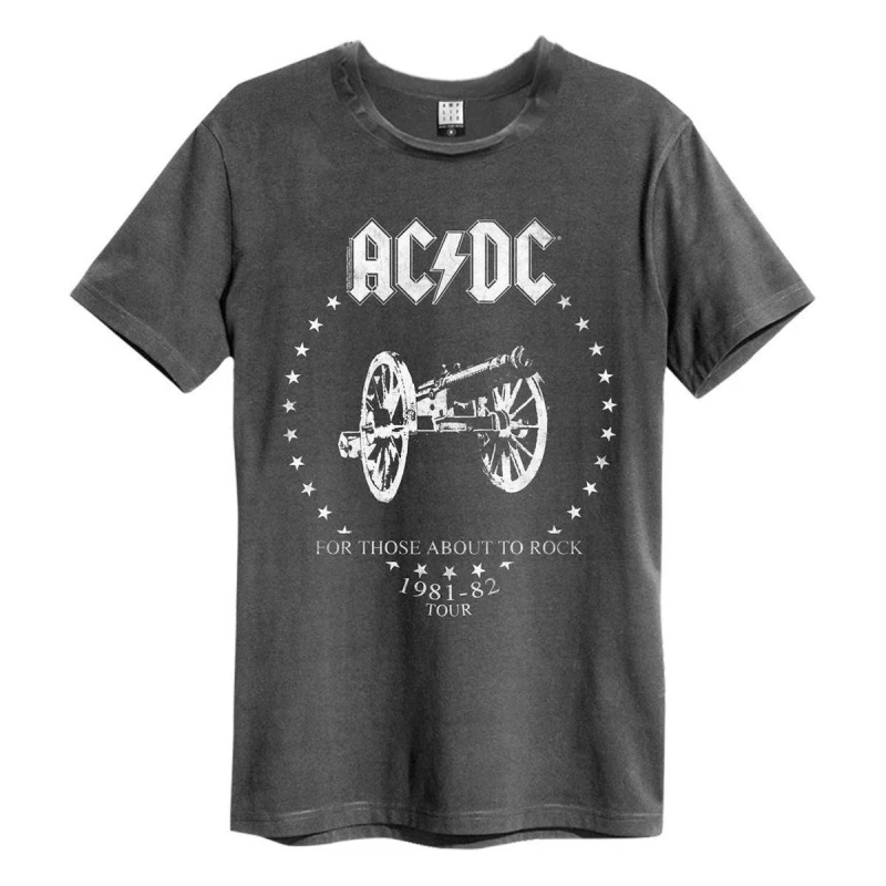 Image of Amplified Amplified Men For Those About To Rock AC DC T-Shirt in Charcoal Size: Small Charcoal S Male 5063470089260