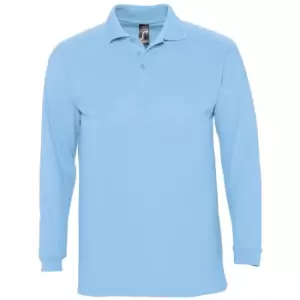 Image of SOLS Mens Winter II Long Sleeve Pique Cotton Polo Shirt (M) (Sky)