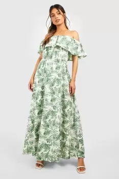 Image of Bardot Palm Print Maxi Dress