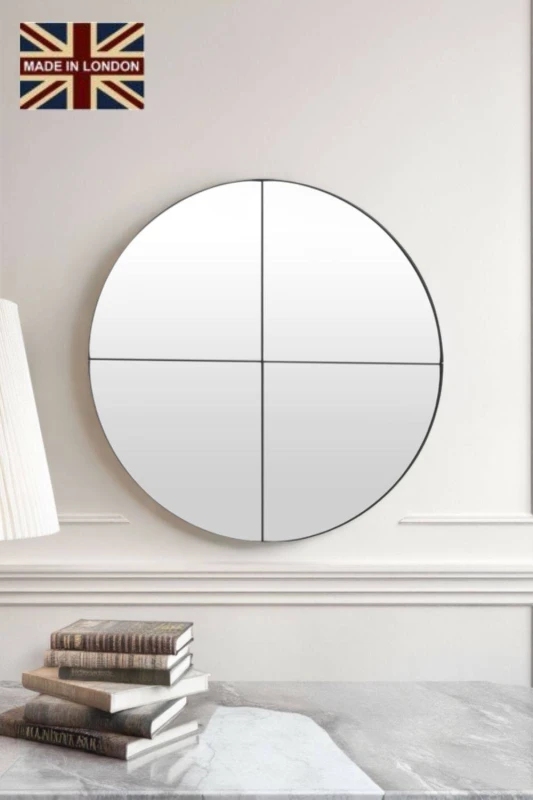 Image of Yearn Mirrors Yearn Mirrors Yearn Astoria Round Wall Mirror in Black One Size Unisex 0716053065452