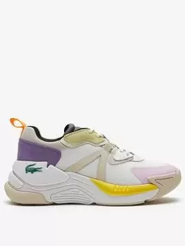 Image of Lacoste Womens LW2 Xtra Leather Colour-Block Trainers Size 4 UK Off White & Purple