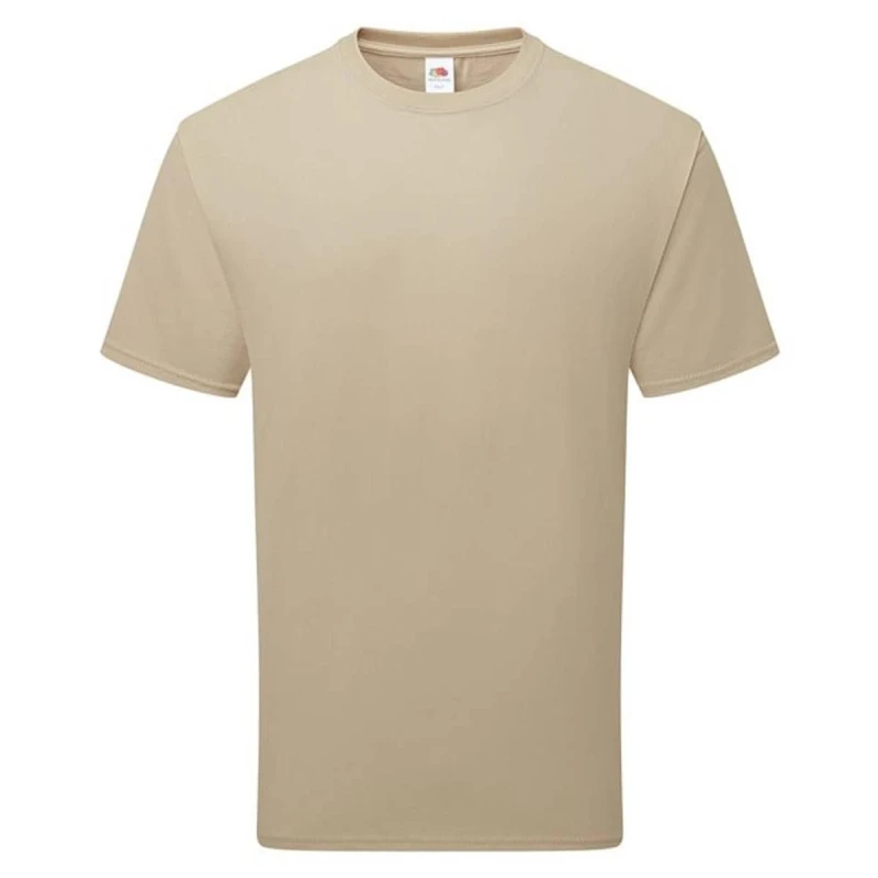 Image of Fruit Of The Loom Fruit of the Loom Men Cotton T-Shirt in Light Brown Size: Small Light Brown S Male 5063703441360