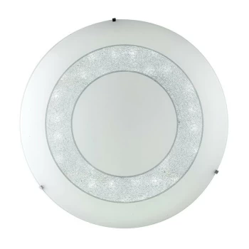 Image of Fan Europe Lighting - Fan Europe DIADEMA LED Patterned Glass Flush Ceiling Light White 2100lm 4000K Dimmable 35cm