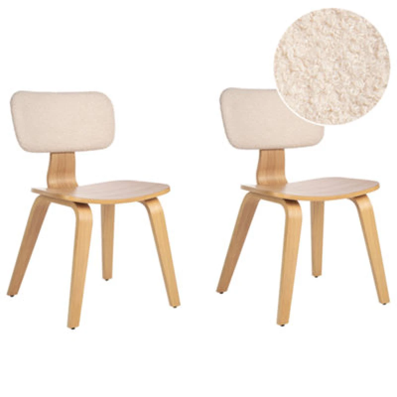 Image of Beliani Set Of 2 Dining Chairs Lucinda Wood Light Brown