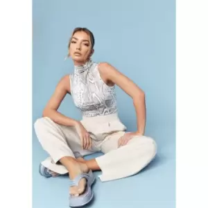 Image of Missguided Coord High Neck Fitted Top Snake - Multi