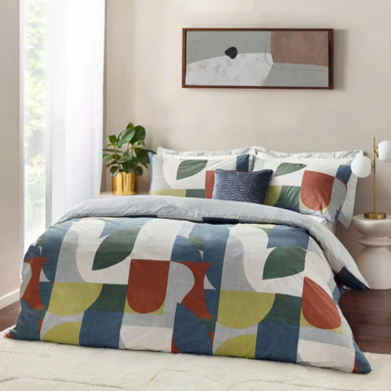 Image of Siresa Geometric Duvet Cover Set Multicolour, Multicolour / Single