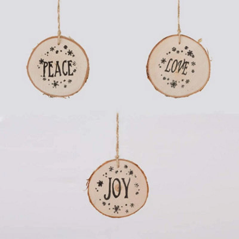 Image of Shatchi Christmas Tree Ornaments Wooden Aesthetic Hanging Decorations Round Shape 3Pcs Brown