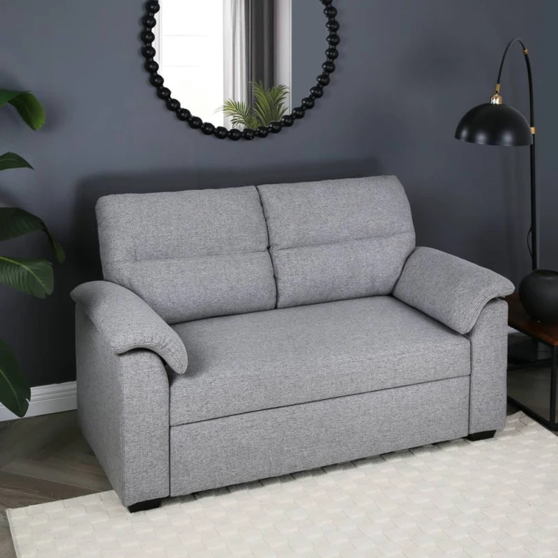 Image of Home Garden Direct Tivoli - 2 Seater Pull out Sofa Bed in Soft Woven Fabric in Grey Grey Unisex 2 Seater