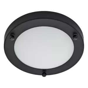Image of Spa 180mm Delphi Flush Ceiling Light Opal Glass and Satin Black