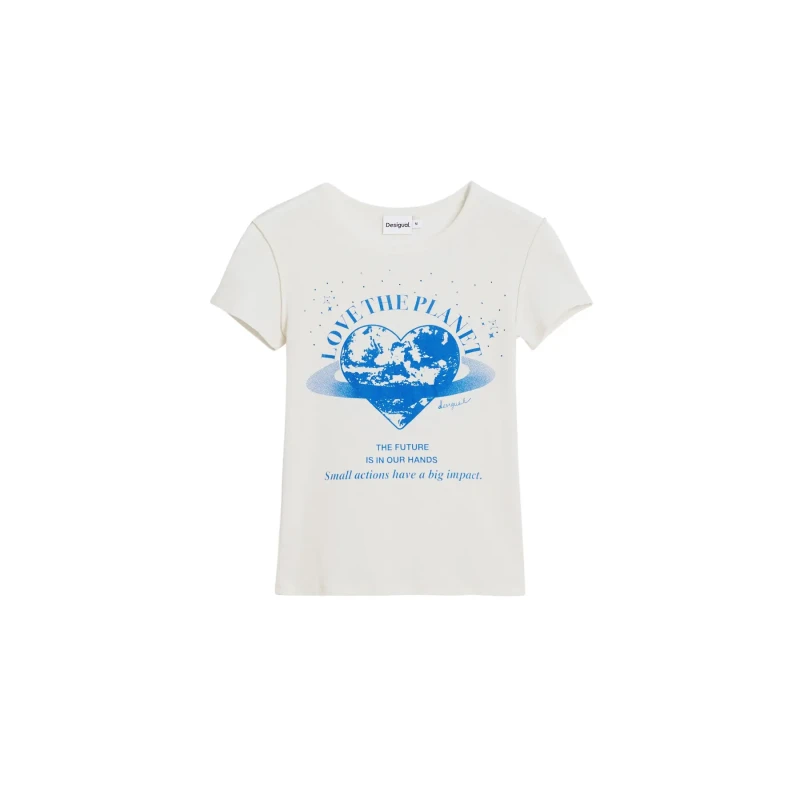 Image of Desigual Womens T-Shirt Desigual Repris Planet Beige Female S